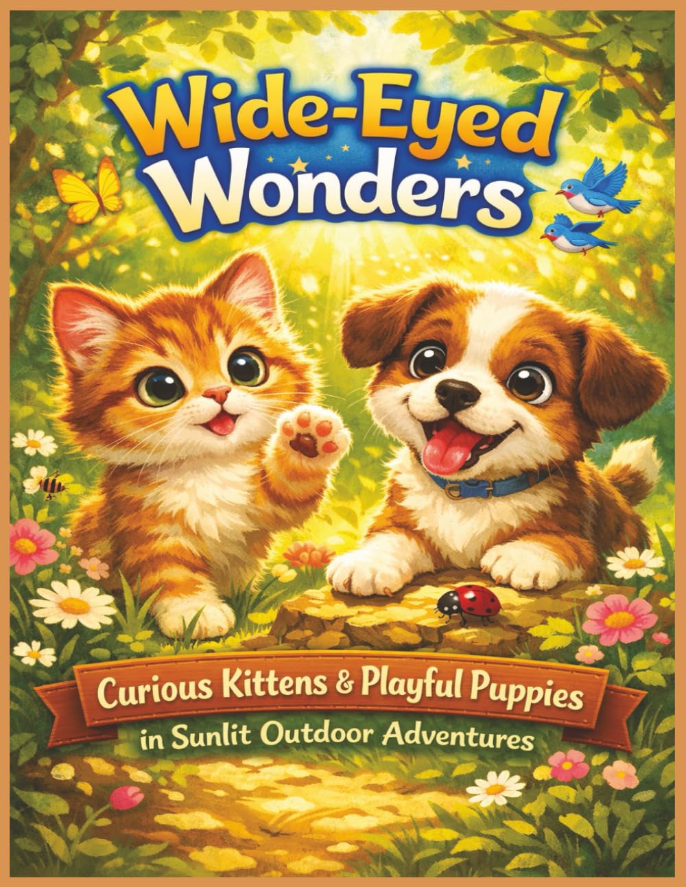 Wide-Eyed Wonders: 40+ Curious Kittens & Playful Puppies in Sunlit Outdoor Adventures Coloring Book For Ages 7-14