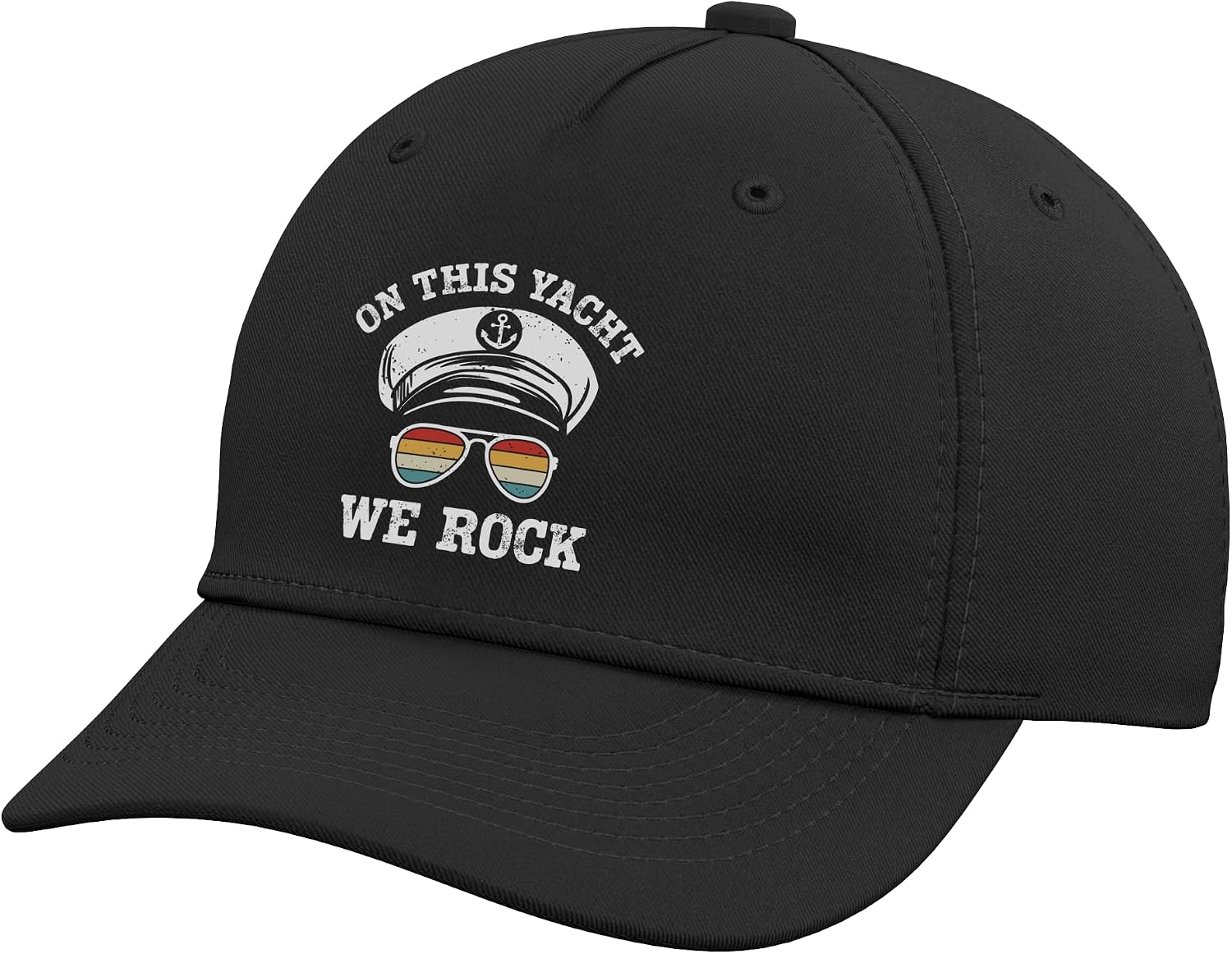 On This Yacht We Rock Boat Party Music Funny Boating Adjustable Baseball Hat