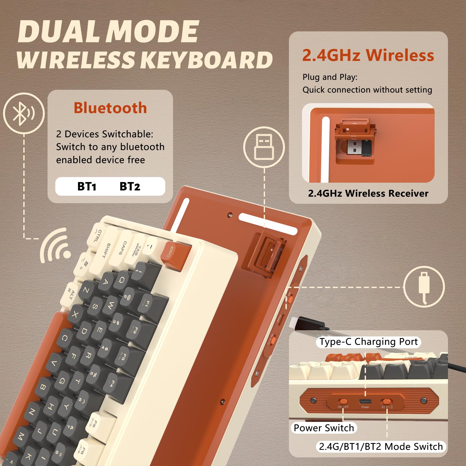 Amazon.com: ATTACK SHARK M87 80% Wireless Gaming Keyboard,87 Keys