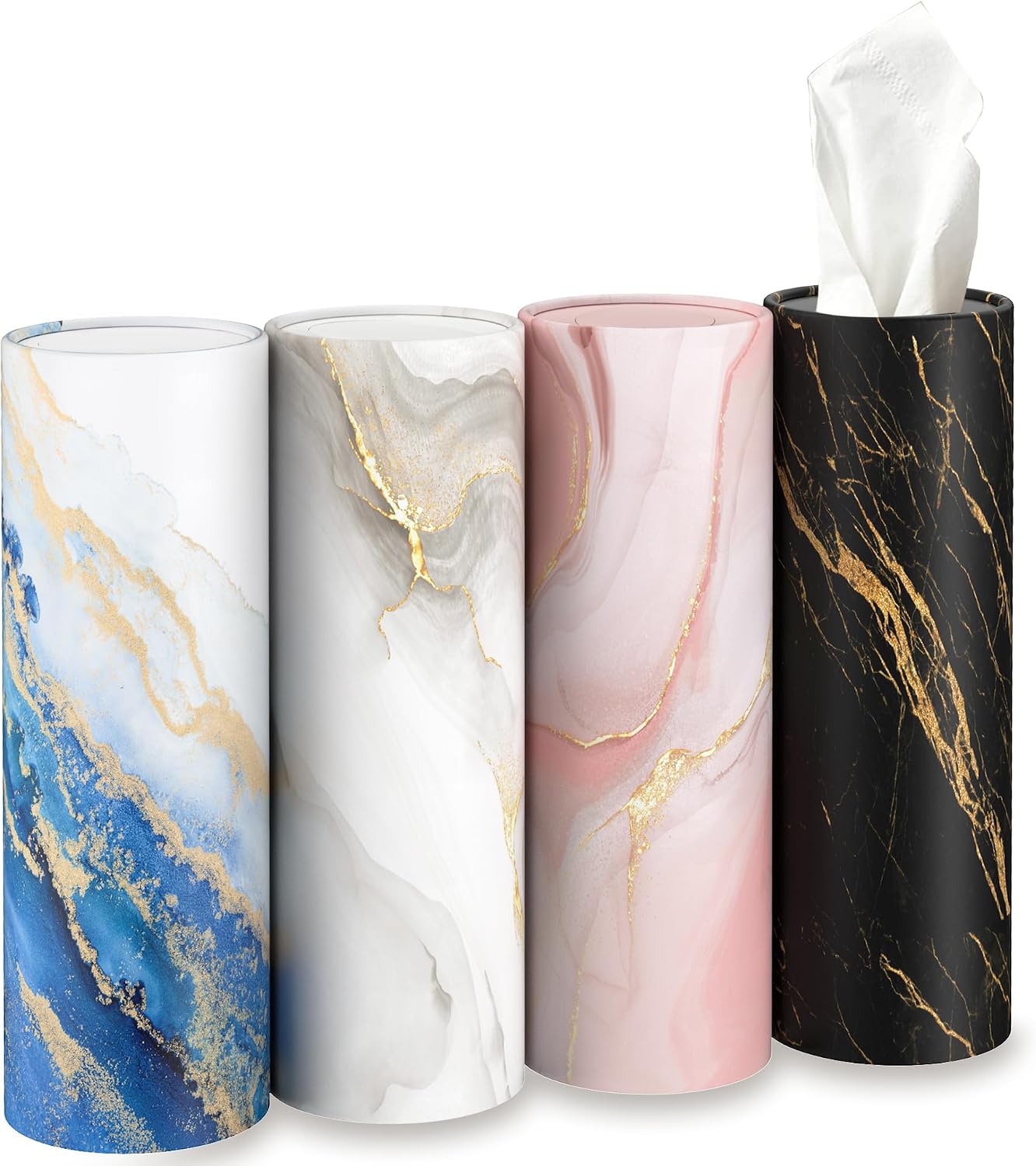 Car Tissue Holder with 3-ply Facial Tissues Bulk, Round Tissue Boxes for Home Office Bathroom (Boho Pattern)