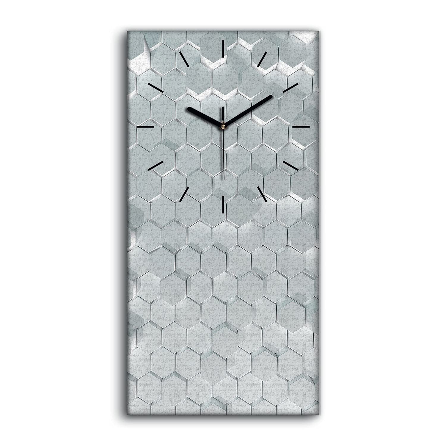 Horloge sur Toile 30x60cm Hexagone Abstrait pour Salon Moderne