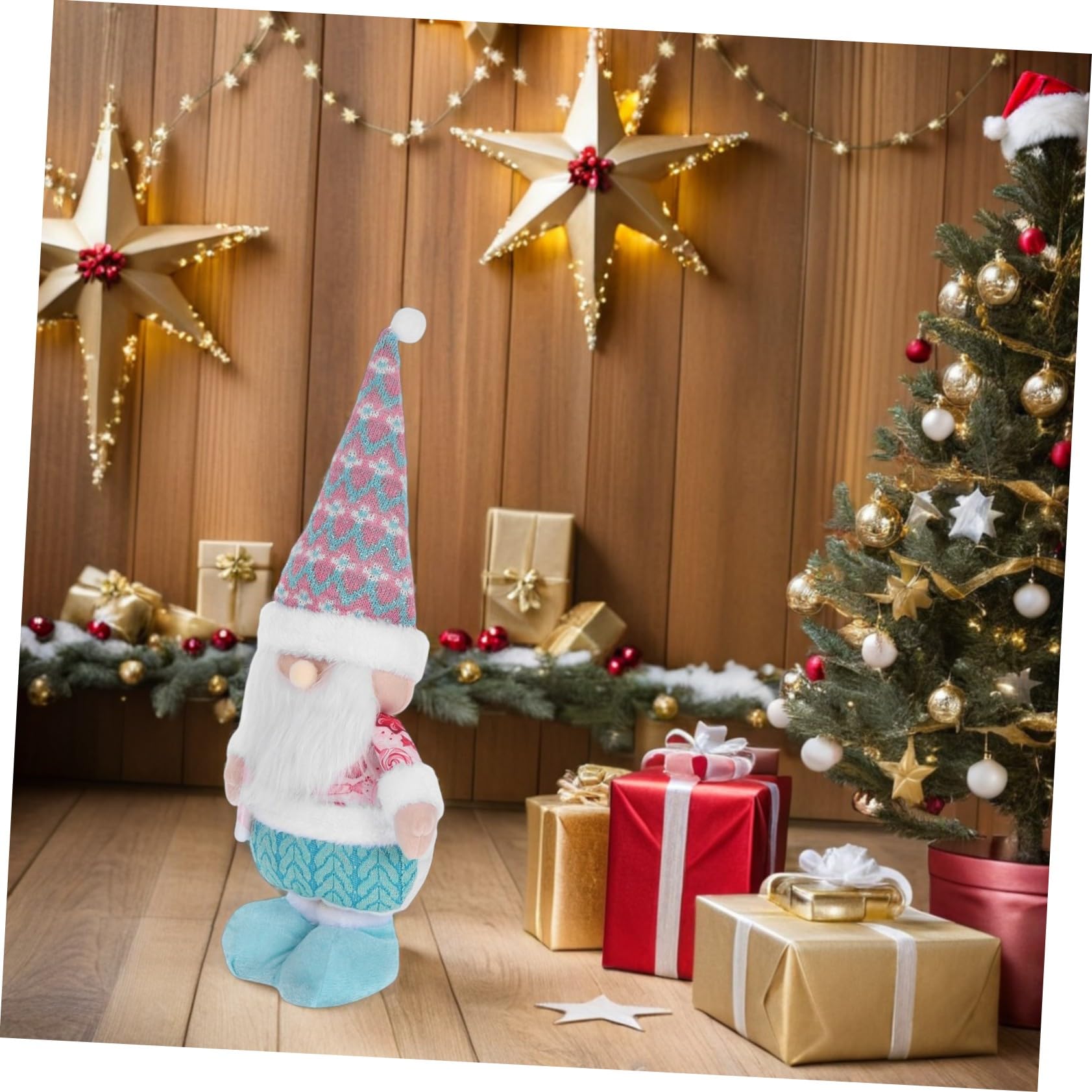 Alipis Statuetta Di Babbo Natale Con Gambe Telescopiche Decorazione Natalizia Da Tavolo Figura Artigianale Per Feste Di Natale Per Ornamenti Di Vacanze