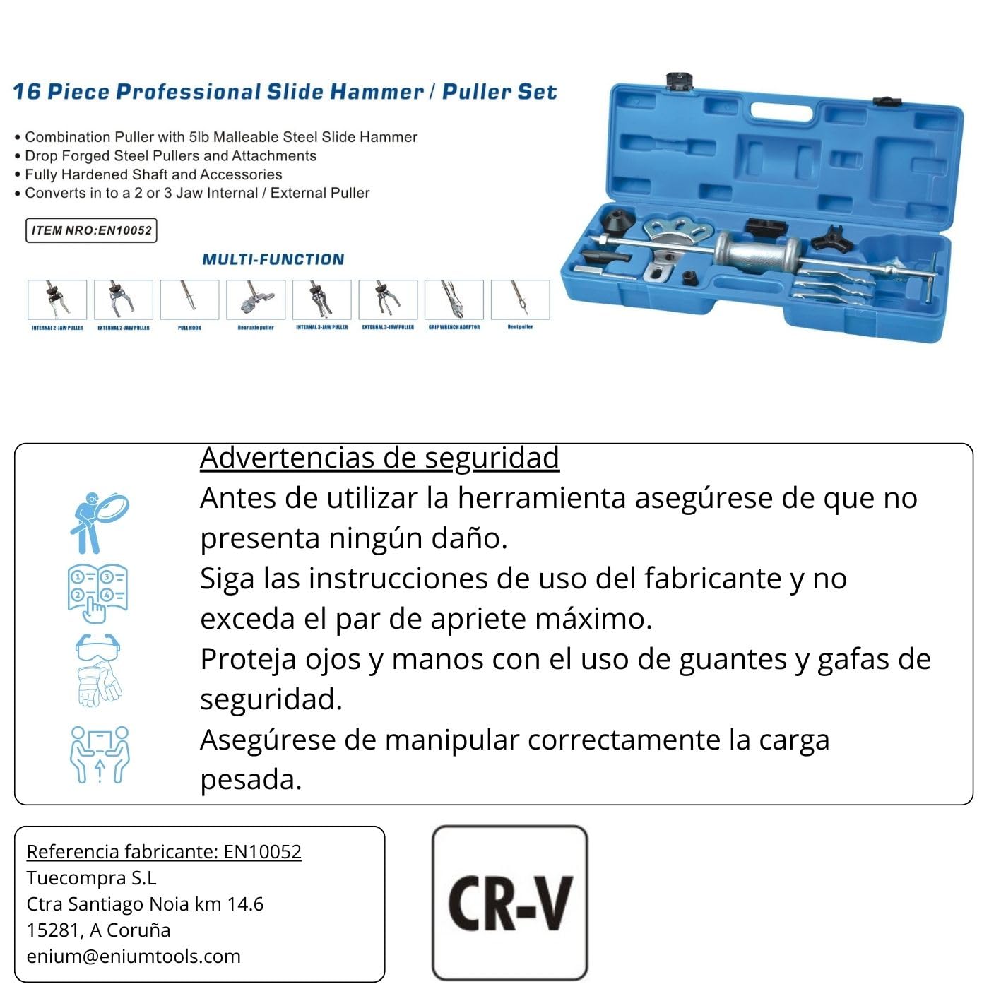 DESABOLLADOR DE CHAPA Y EXTRACTOR DE RODAMIENTOS 2 y 3 GARRAS. 17 Piezas