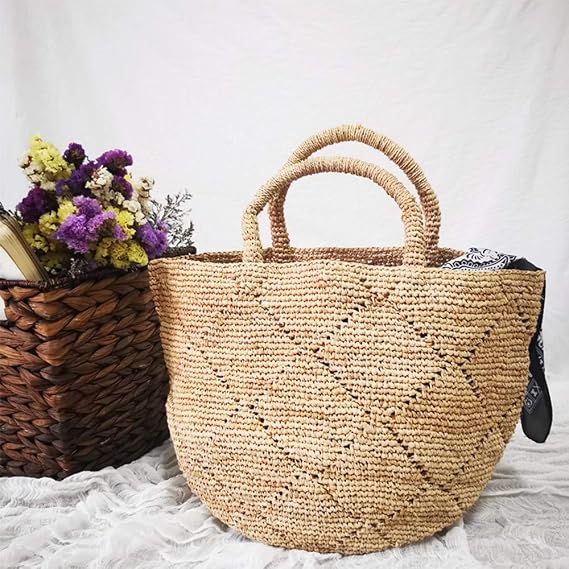 316Yard Rayon Raffia Paper Crochet Brown Ribbon for Knit Summer Sun Hat, Beach Bag, Craft DIY Decoration