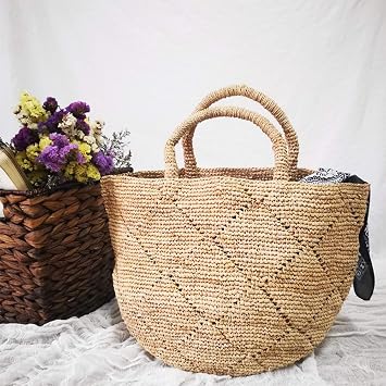 316Yard Rayon Raffia Paper Crochet Brown Ribbon for Knit Summer Sun Hat, Beach Bag, Craft DIY Decoration