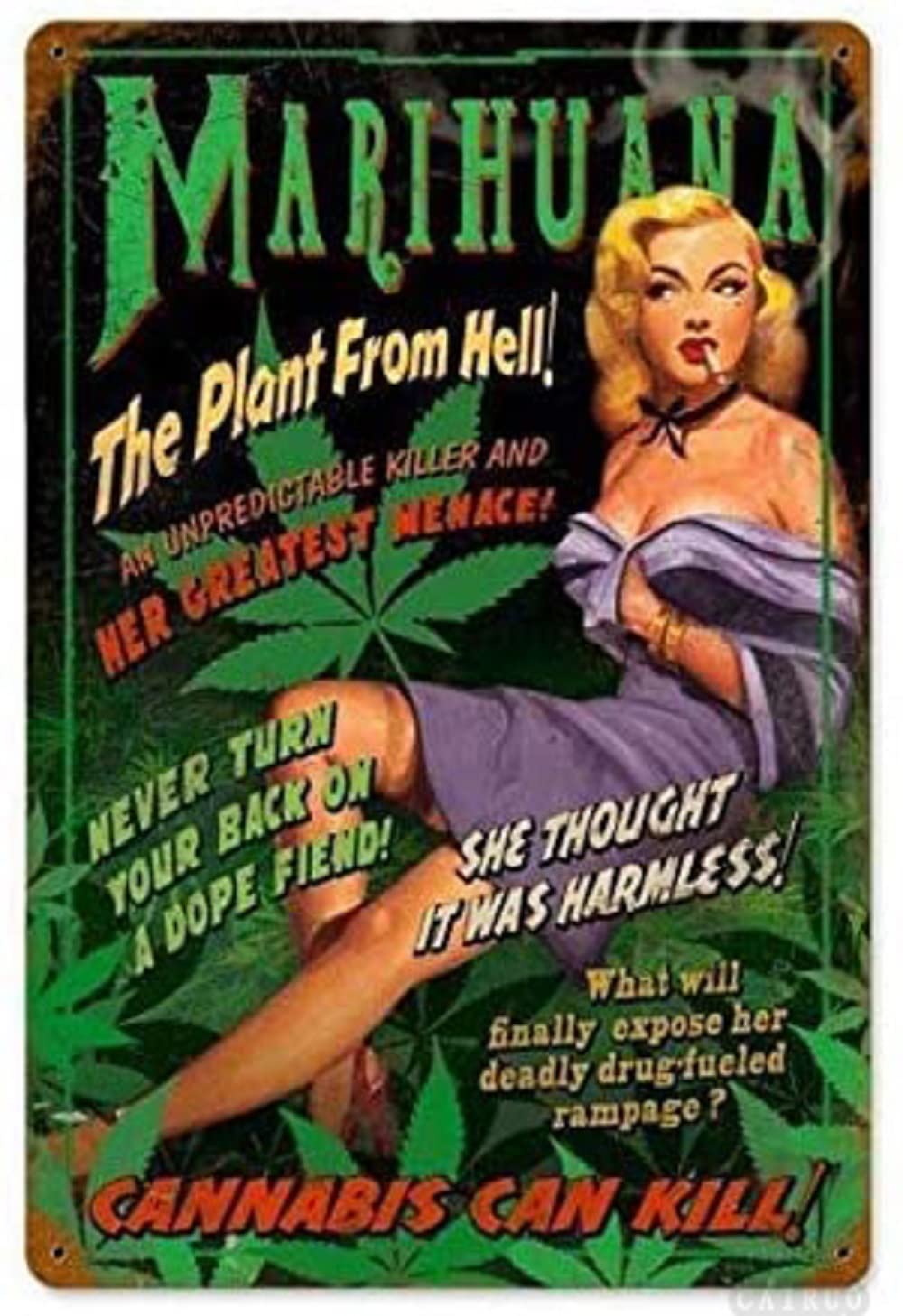 Tin Sign For Metal Sign 420 Marijuana Cannabis Movie Poster Pin Up Girl Decor Garage Decor Wall Art 8 x 12 Inch Sign