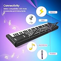 Vista 5 de Belens 61 Keys Electronic Digital piano, portable Keyboard piano with built-in speaker and microphone, Sheet Stand and Power Supply,keyboard piano