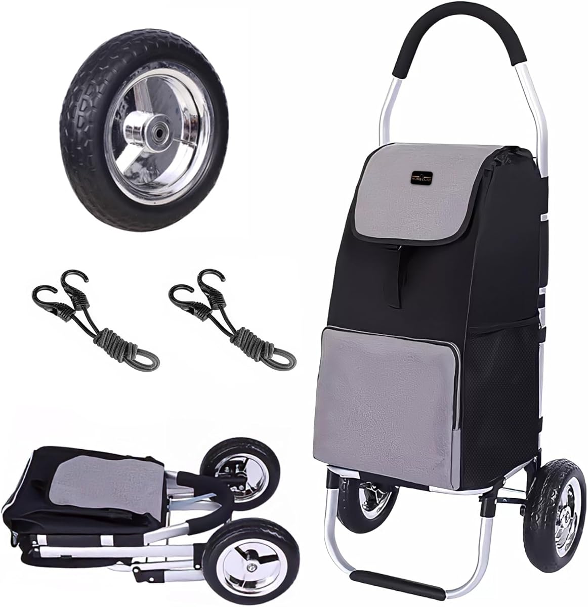 HOME LUXE GROCERY Premium Tall & Durable Foldable Shopping Cart with Smooth-Rolling Wheels