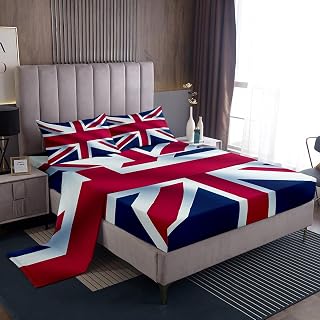 Erosebridal Union Jack Full Size Sheet Sets 4pcs