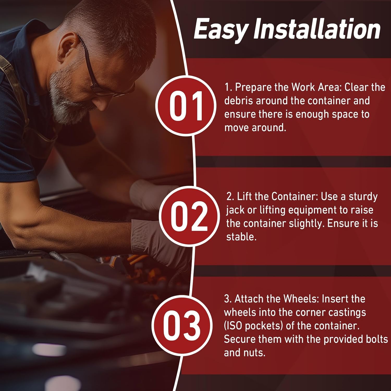 2 Pack Shipping Container Wheels, Heavy-Duty 6-Lug Axles Kit, Compatible with 20ft.-40ft. Containers, Includes Tool Gloves, 8800LBS Load Capacity