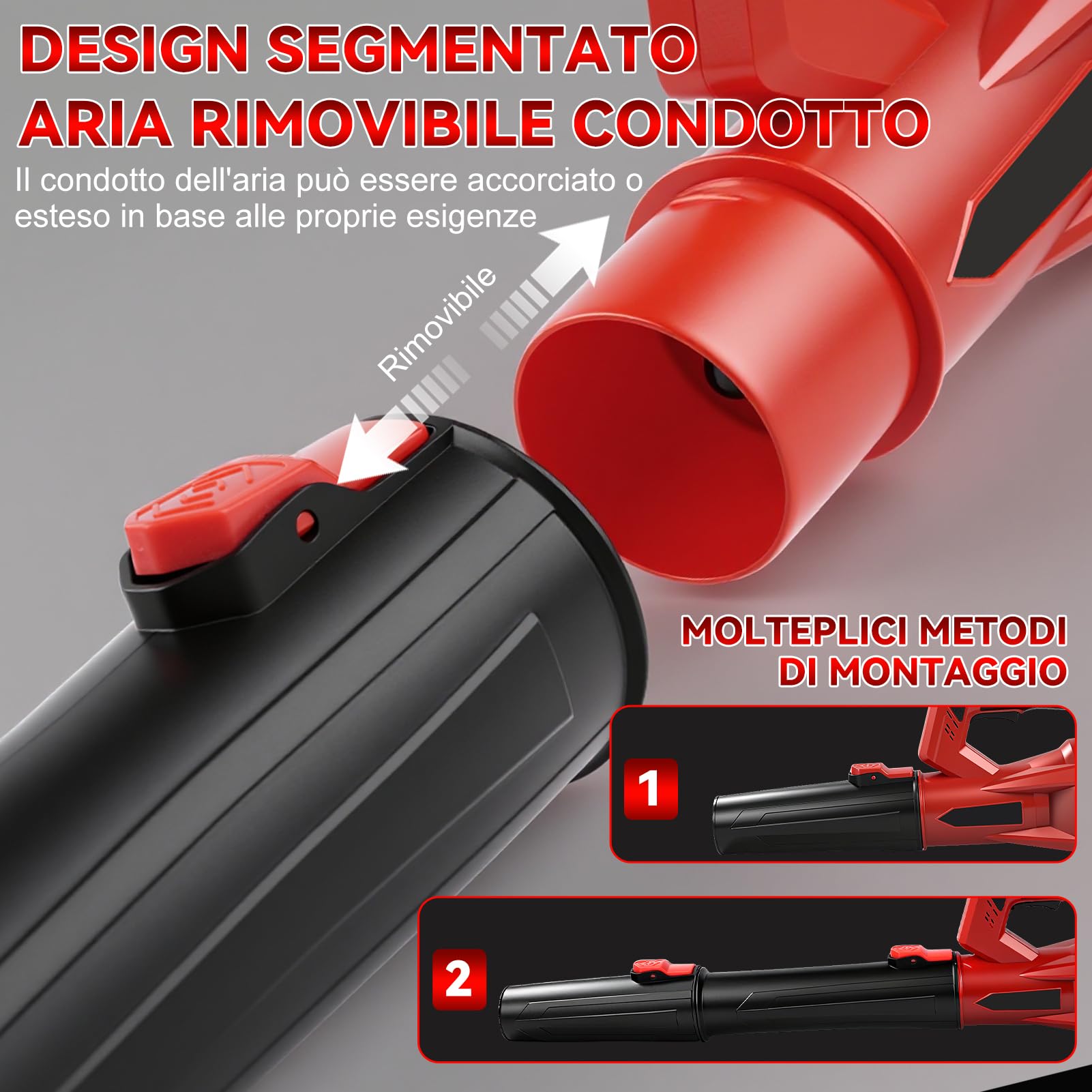 Soffiatore a Batteria 200km/h, 21V Soffiatore Foglie Elettrico Senza Filo con Batterie 1,3Ah, 6 Velocità, Max 21000RPM, 61m³/min, per Cura del Giardino, Vialetto, Foglie, Polvere e Neve