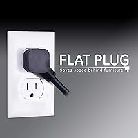 Vista 4 de GE 50769 Protector de sobretensión, cable de extensión de 20 pies, 800 julios, de 6 tomas, enchufe plano, cubiertas de seguridad de girar