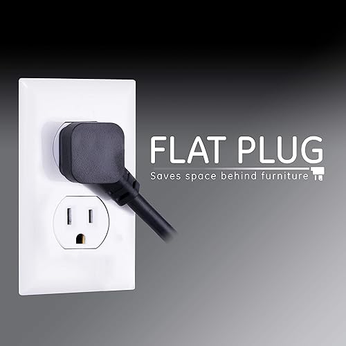 Miniatura 4 de GE 54650 Protector de sobretensión, cable de extensión de 15pies, paquete de 2, 800 julios, de 6 tomas, enchufe plano, cubiertas de seguridad de