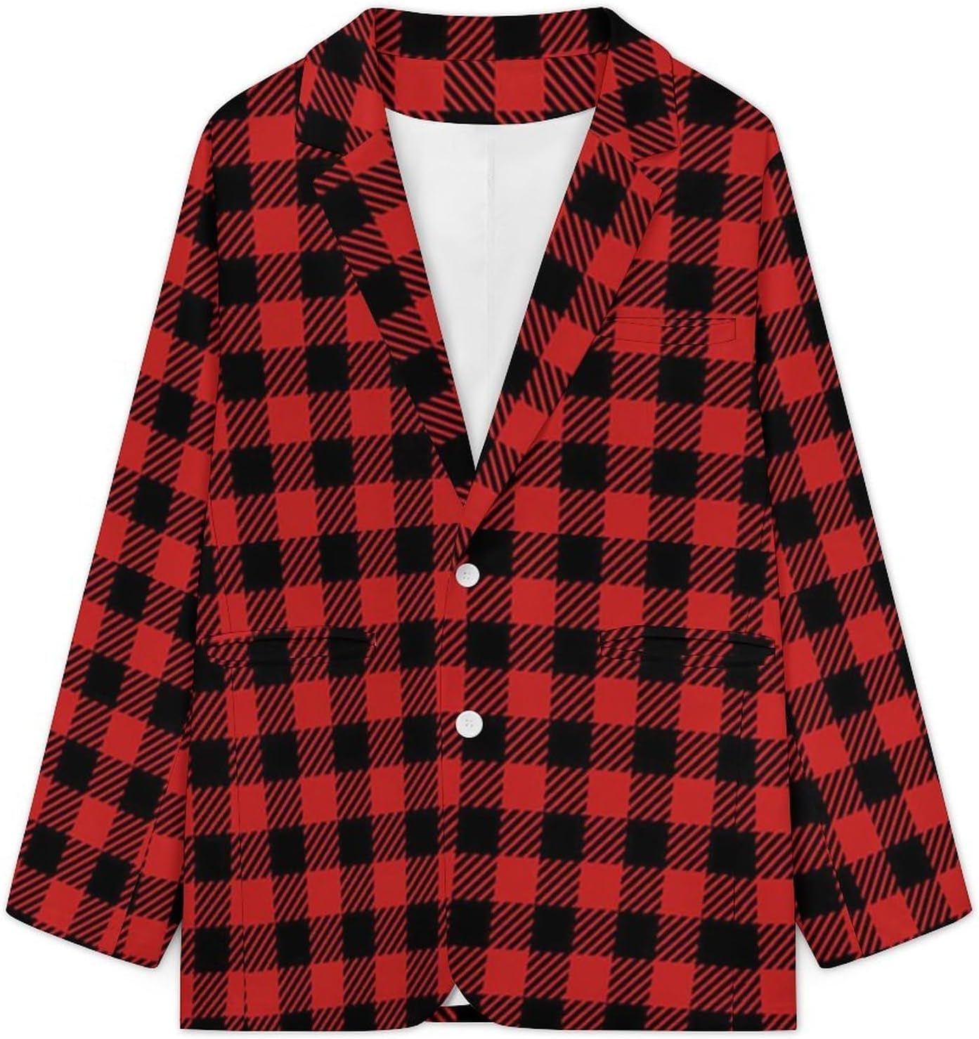 Buffalo Plaid Red Checkered Men's Blazer Casual Suit Jackets Business Button Sport Coats