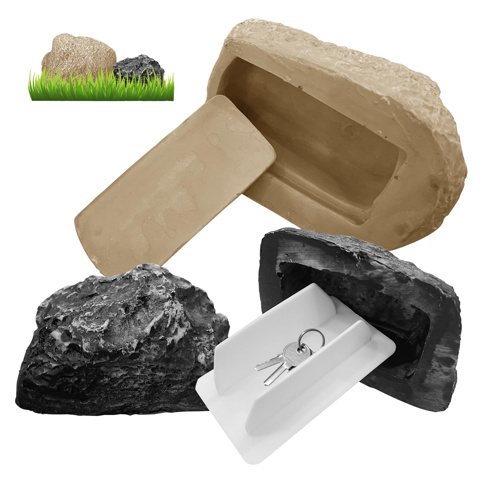 Rocas portallaves decorativas para paisajismo exterior y rutas de aventura geocaching