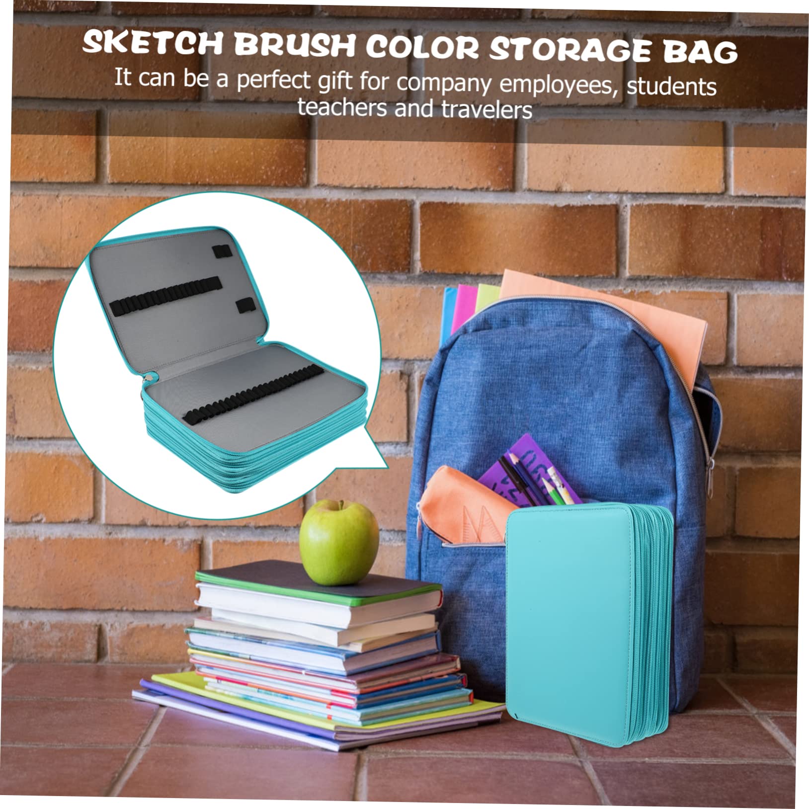 DOITOOL Astuccio Porta Penne da Disegno Blu Pu 184 Fori Grande | Pittori Adulti, Organizzazione Matite e Acquerelli, Design Multitasche per Cancelleria