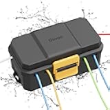 Waterproof Electrical Box, Diivoo Outdoor Extension Cord Covers Waterproof, Large Size 6 Cable Seal Entry, Outdoor Plug Cover, Outdoor Extension Cord Box, Black