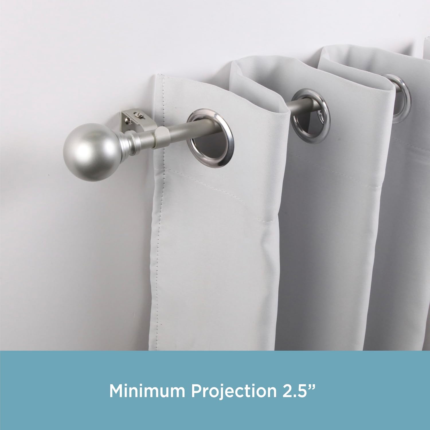 Kenney 5/8" Adjustable 2.5-3" Curtain Rod Mounting Brackets, Set of 2, Brushed Nickel