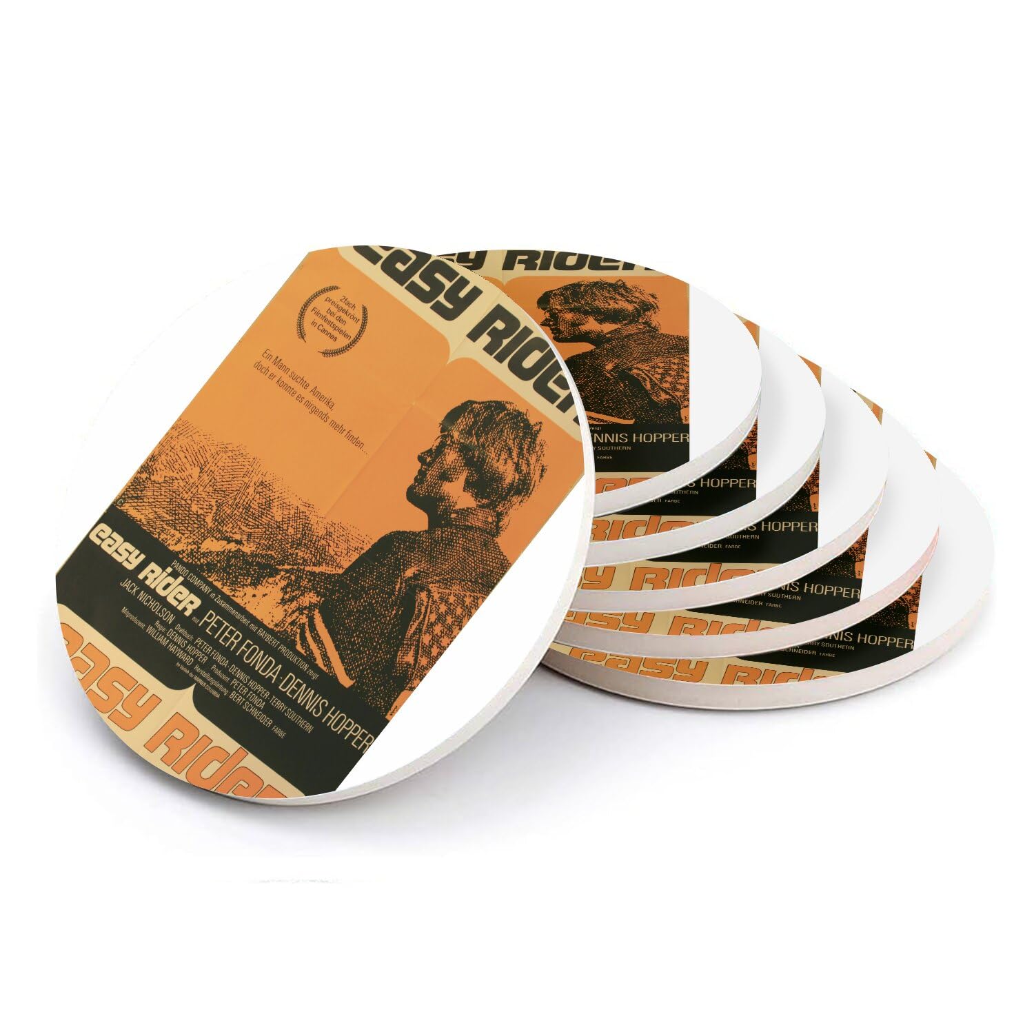 Sous verre ronds en céramique premium affiche Easy Rider 108mm