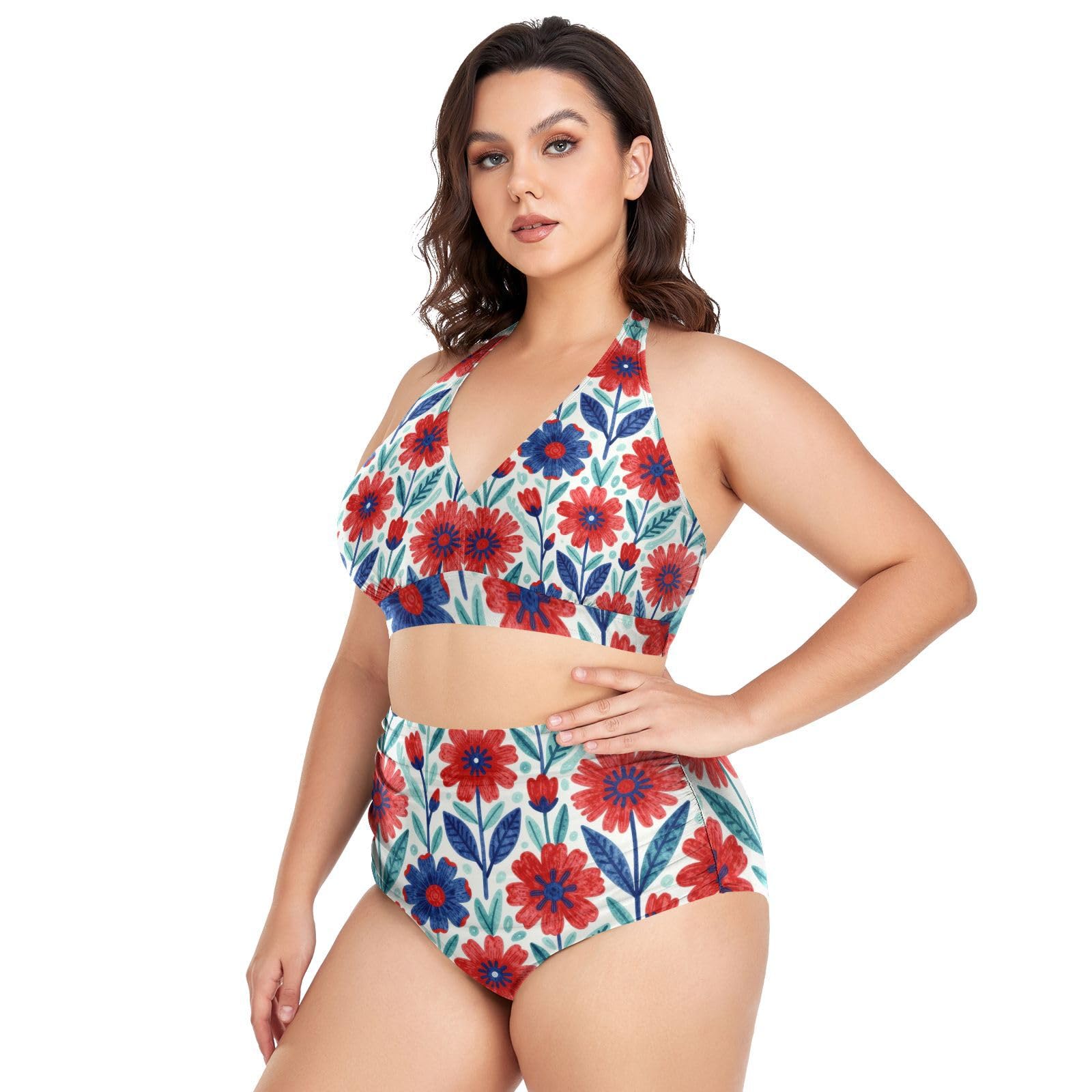 FRODOTGV Curvy damskie dwuczęściowe zestawy kąpielowe L-4XL