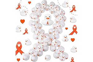 100 Pack Orange Awareness Ribbons Rubber Ducks