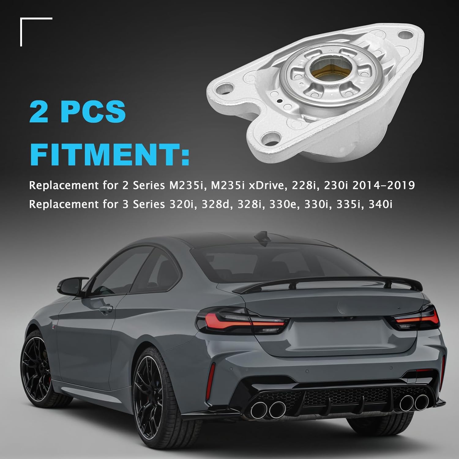 2 Pcs Rear Left and Right Suspension Strut Mounts, Replacement for BMW 3 Series 320i/328d/328i/330e/330i/335i/340i 2012-2022, Replace 33506862725 33506791706