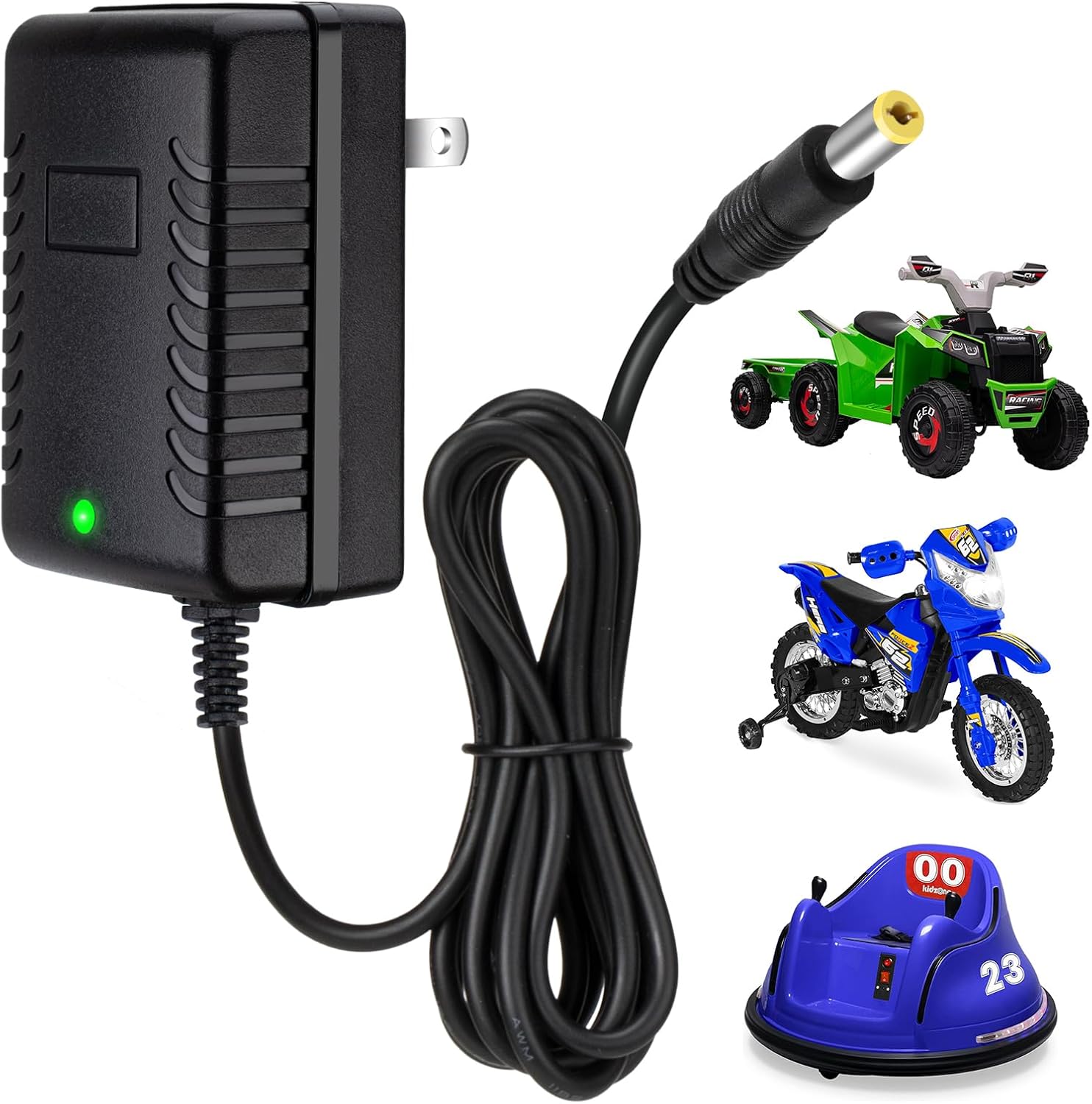 6V Battery Charger for Kids Ride On Car Toys 6 Volt Charger for Best Choice Products Trax Toddler Quad SUV Bumper Car Fire Truck Kids Ride on Electric Toys Car