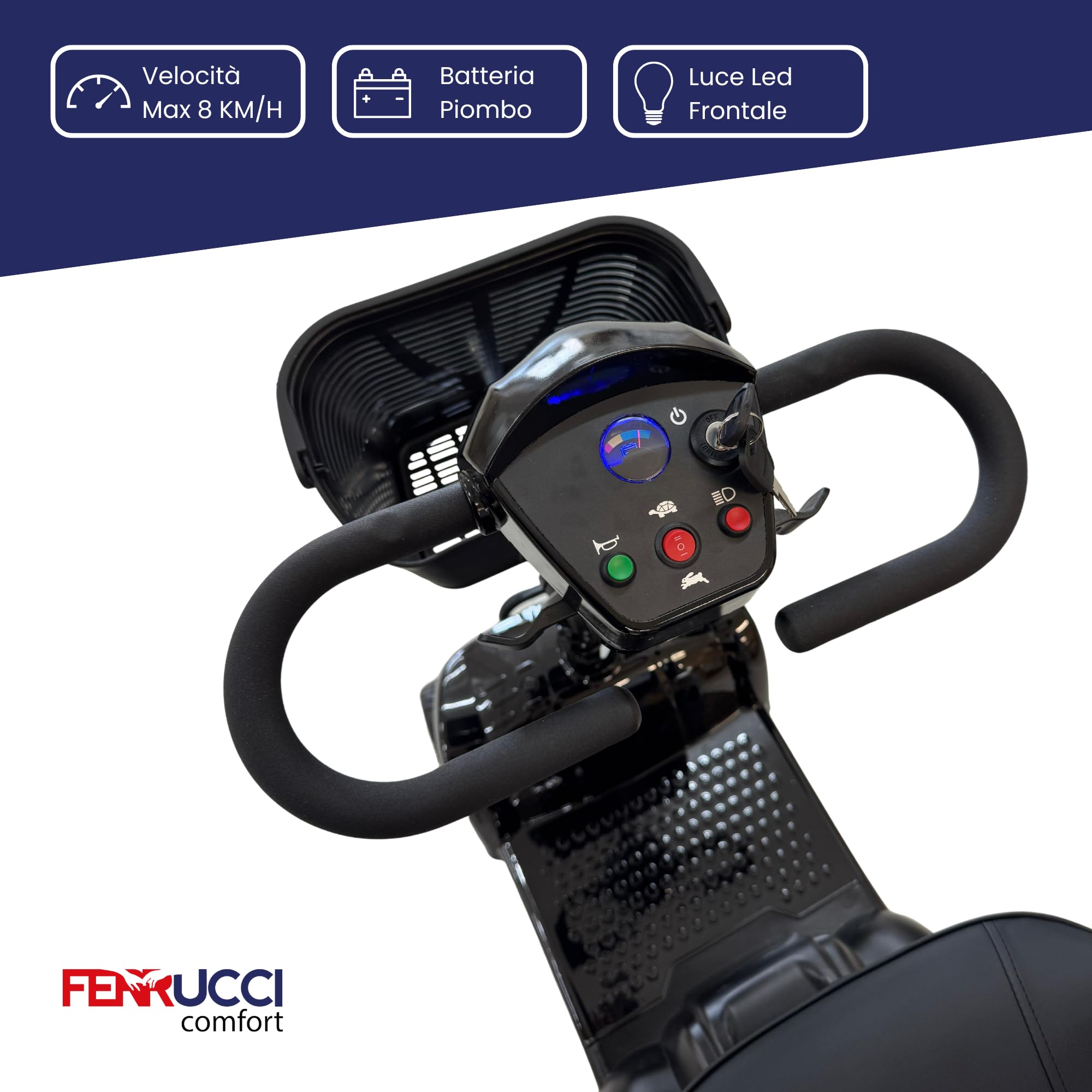 Scooter Elettrico per Disabili e Anziani Pieghevole per Persone con Mobilità Ridotta, Sedile Girevole 360°, Braccioli Ribaltabili, Cestino, Dotato di Presa di Ricarica, Dispositivo Medico Classe 1