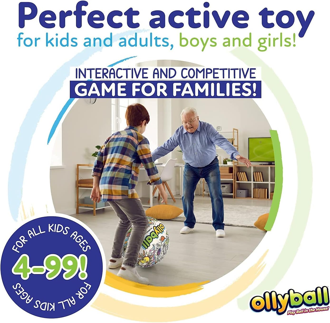 Ollyball - The Ultimate Indoor Kickball for Kids and Parents! Kick it. Color it. Play Ball in the House.