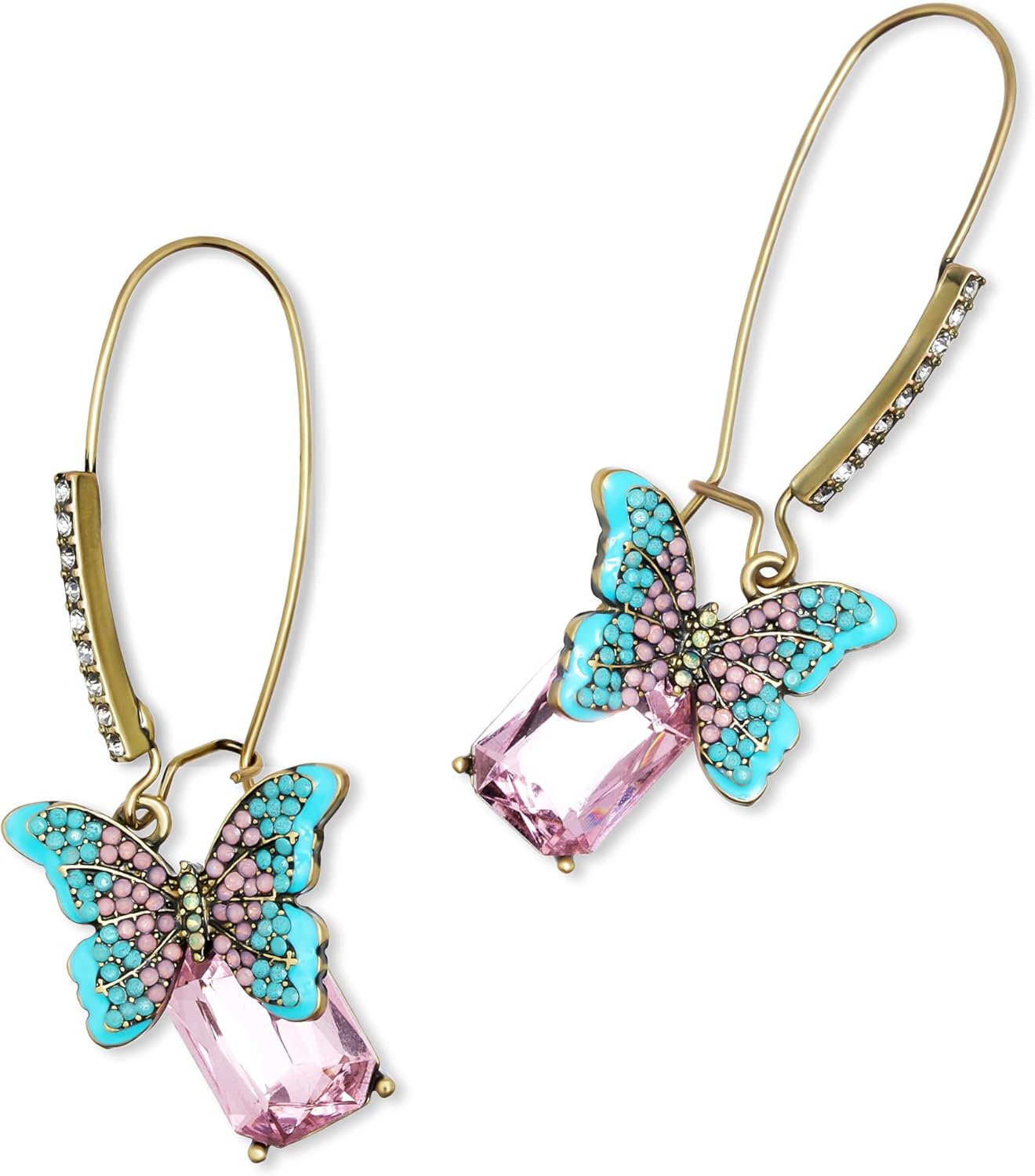 Betsey Johnson Women's Boho Butterfly Gem Dangle Earrings