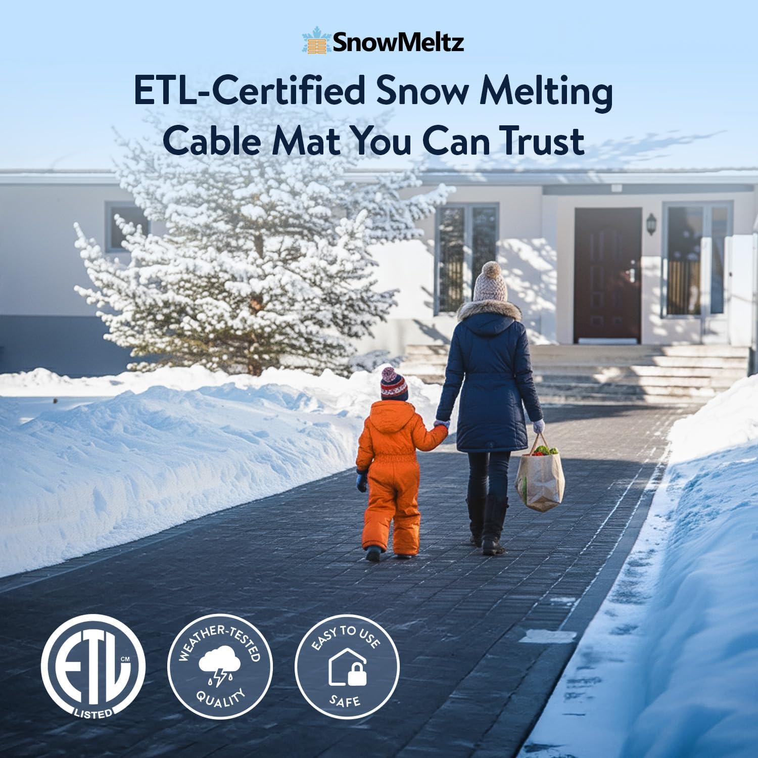 Jumbo Area Heated Driveway System - 820 Sqft, 4x40 Amps, 240V, 37 Watts per Sqft Heated Snow Melting Mats Outdoor Driveway Heater for Snow Melting Mats Walkway, Auto Moisture & Temperature Activator