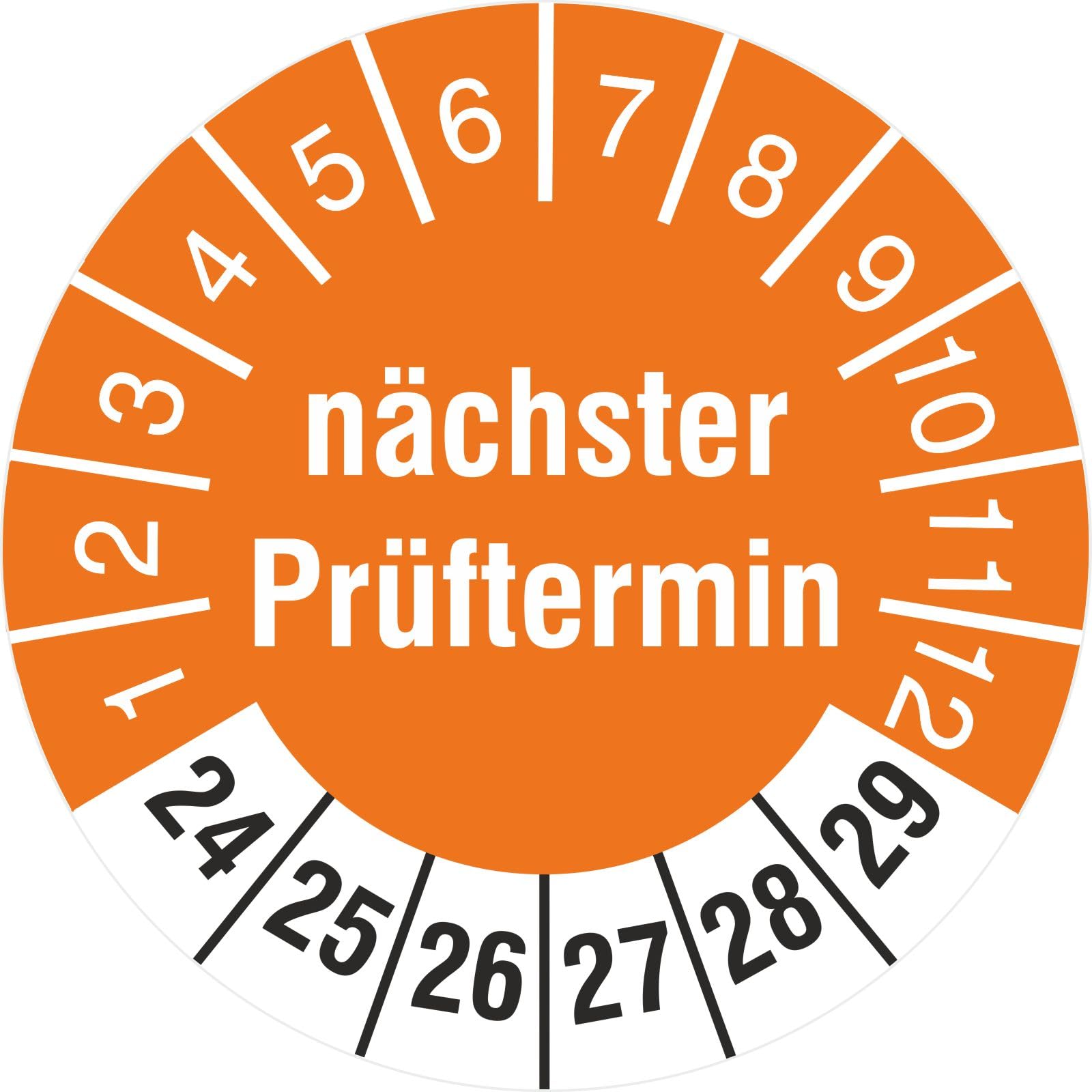 2500 Stück Prüfplakette 30 mm nächster Prüftermin 2024-2029 Prüfetiketten auf Rolle stark haftend
