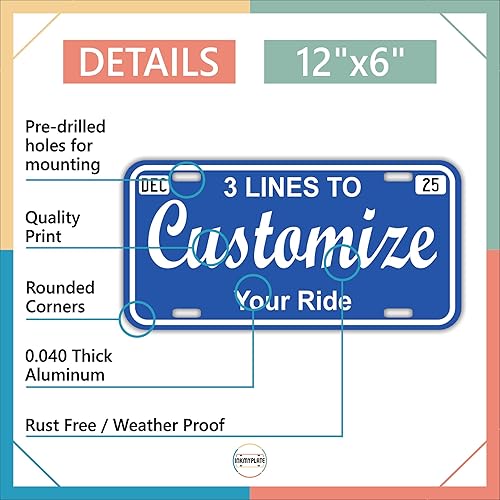 Miniatura 2 de Placa de vanidad personalizada – Añade texto en la esquina superior – 4 tamaños – Etiqueta de aluminio 12x6 – Letrero personalizado para garaje