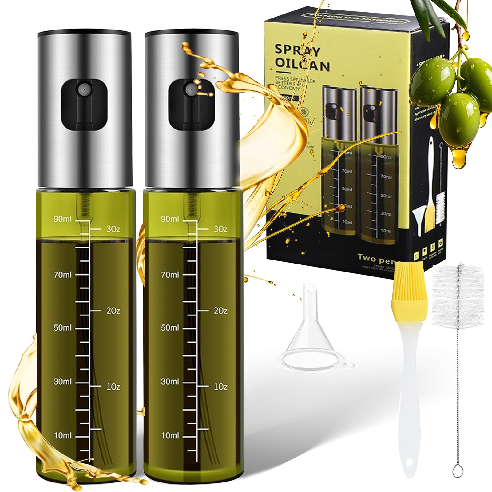 HXUING 2 Stück Ölsprüher zum Kochen, 100ml Öl Sprühflasche G