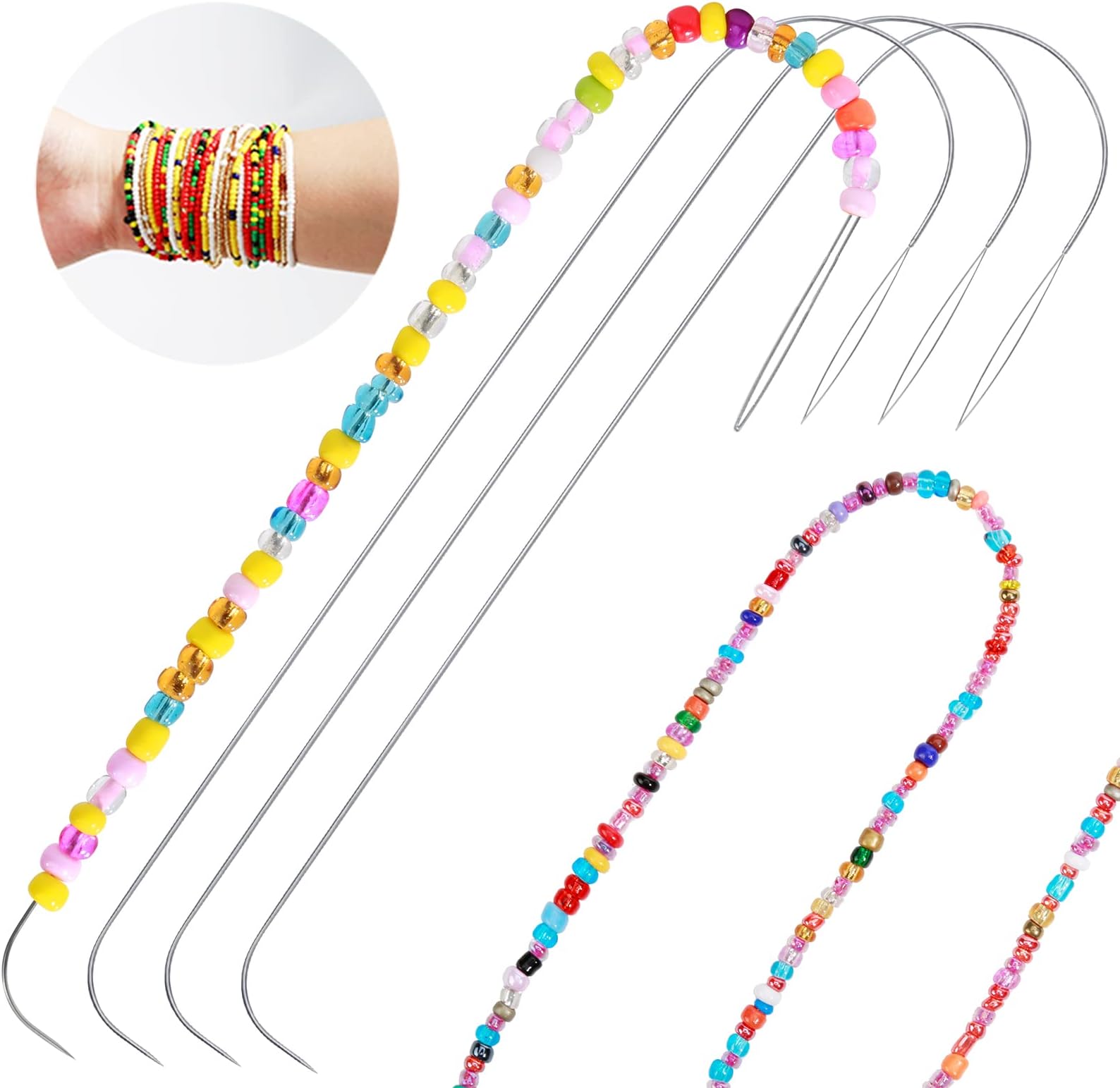 Stainless Steel Curved Beading Needles, DIY Bead Spinner