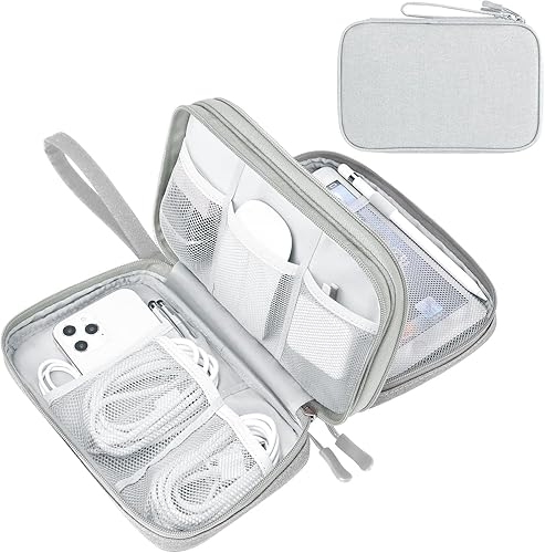 Miniatura 8 de FYY Organizador electrónico, organizador de cables de viaje, bolsa organizadora de cables electrónicos, funda de transporte, portátil, impermeable,