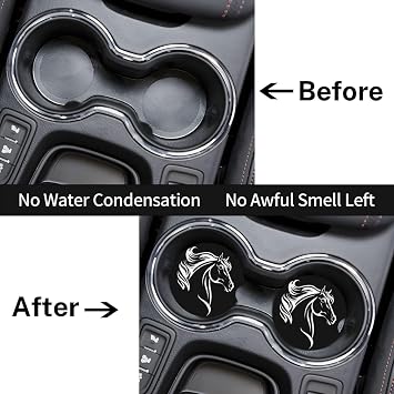2pcs Car Cup Holder Coaster Car Coaster White Horse Black Absorbent Car Coaster Absorbent Drink Coaster for Car Decor Auto Accessories
