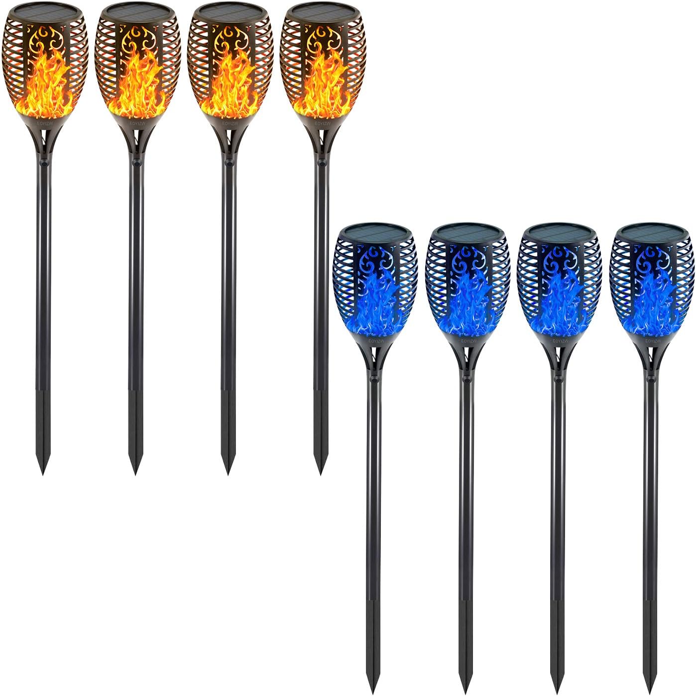 EOYIZW Solar Lights Tiki Torches with Flickering Flame 4 Pack 99 LED Waterproof Outdoor Solar Lights Pathway Landscape Decoration