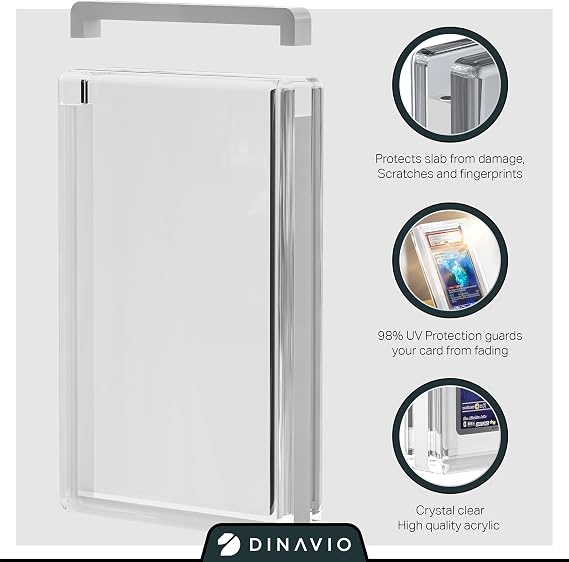 PSA Graded Card Display Acrylic Case for Standard PSA and CGC Slabs - Slab Case - PSA Card Case - Graded Card Display Case - Updated Dimensions - Stand Included (White Border)