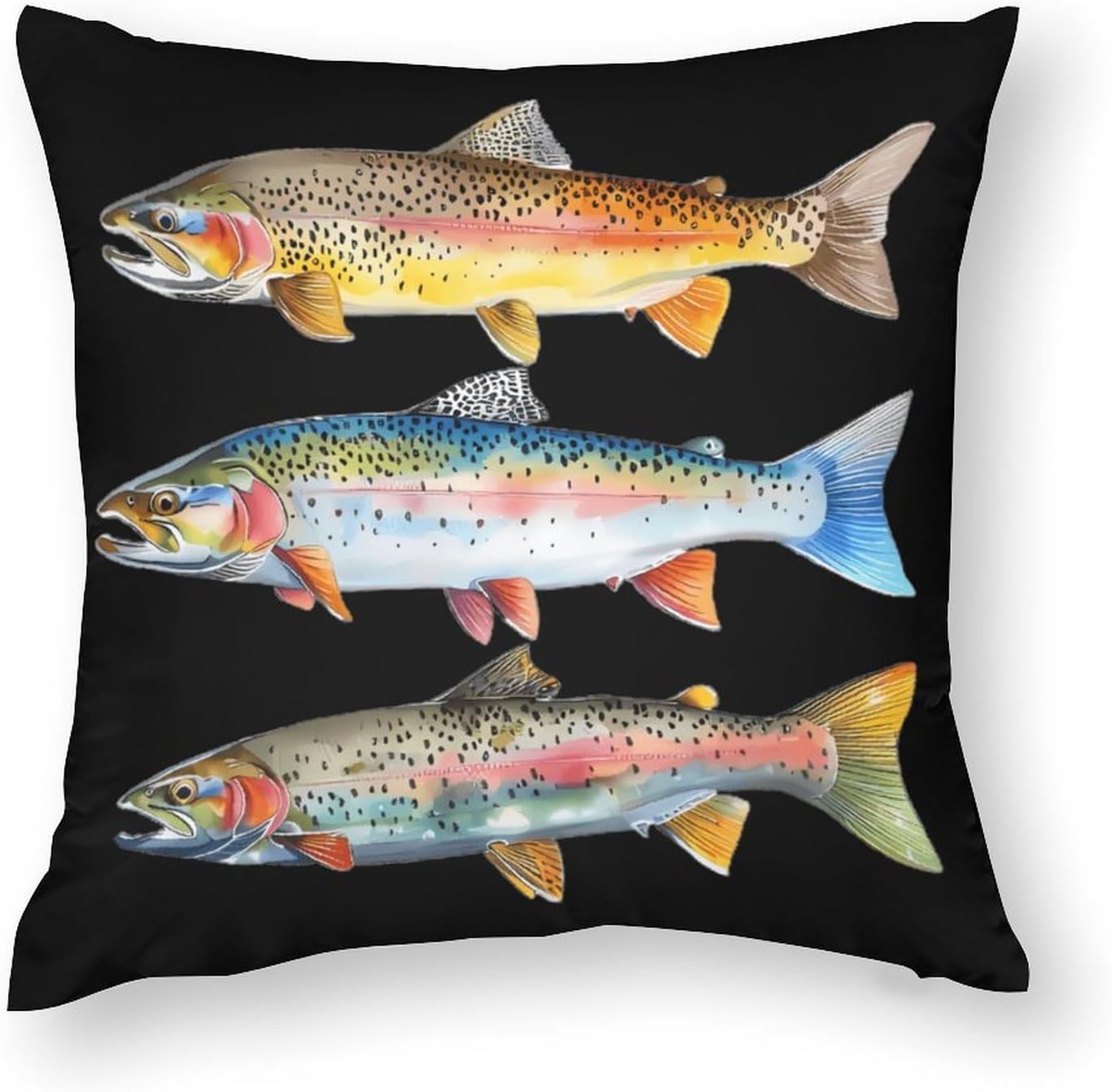 Colorful Trout Printed Throw Pillow Case 4 Pcs Soft Pillowcases Pillows Covers Sofa Bed Decor 12/14/16/17/18/20/22/24/32 Inches