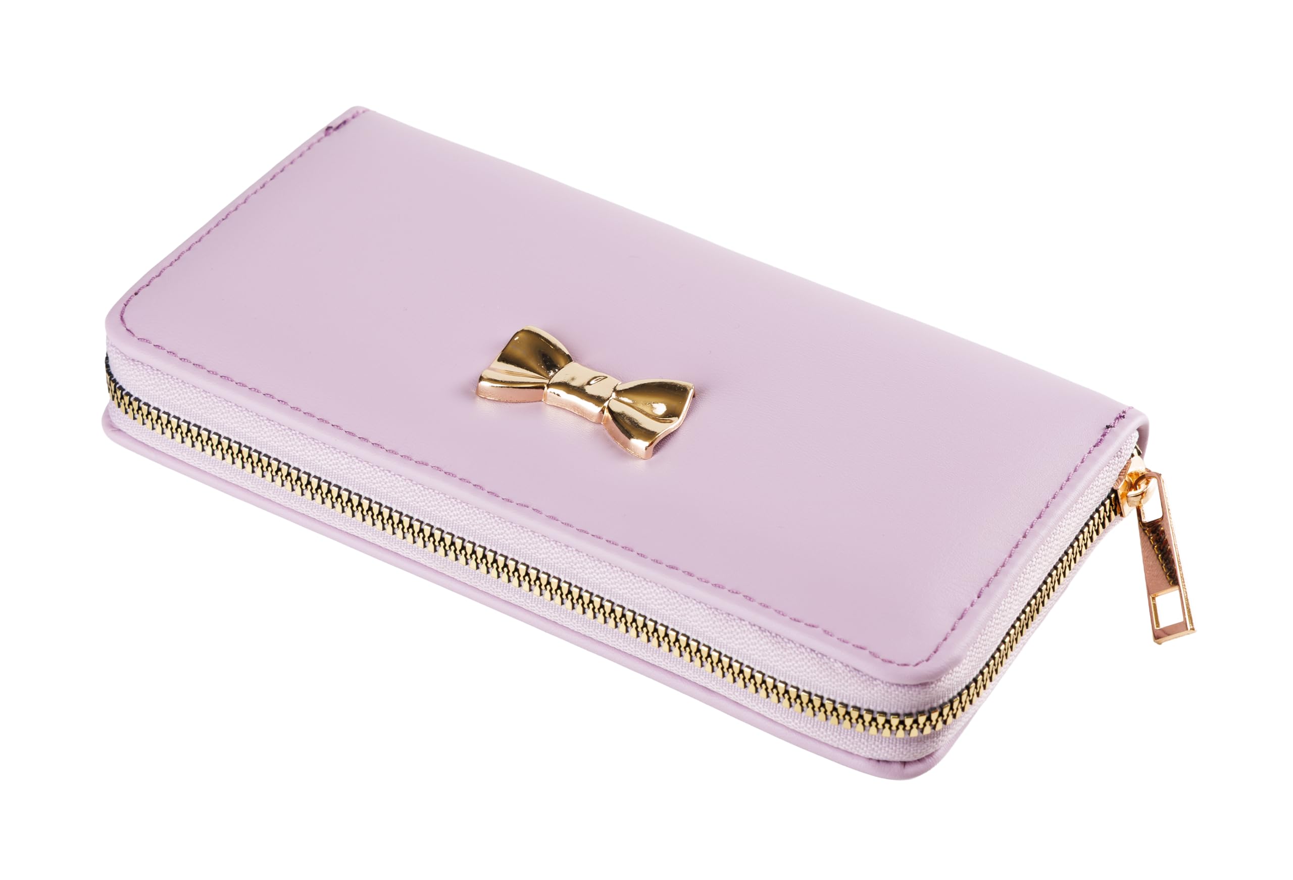 Women’s PU Leather Wallet | Zip Around Clutch Purse with 12 Card Slots, Spacious Compartments & Bow Design | Gift for Women & Girls Secret Santa Gifts Christmas Gifts (Purple)-image-15