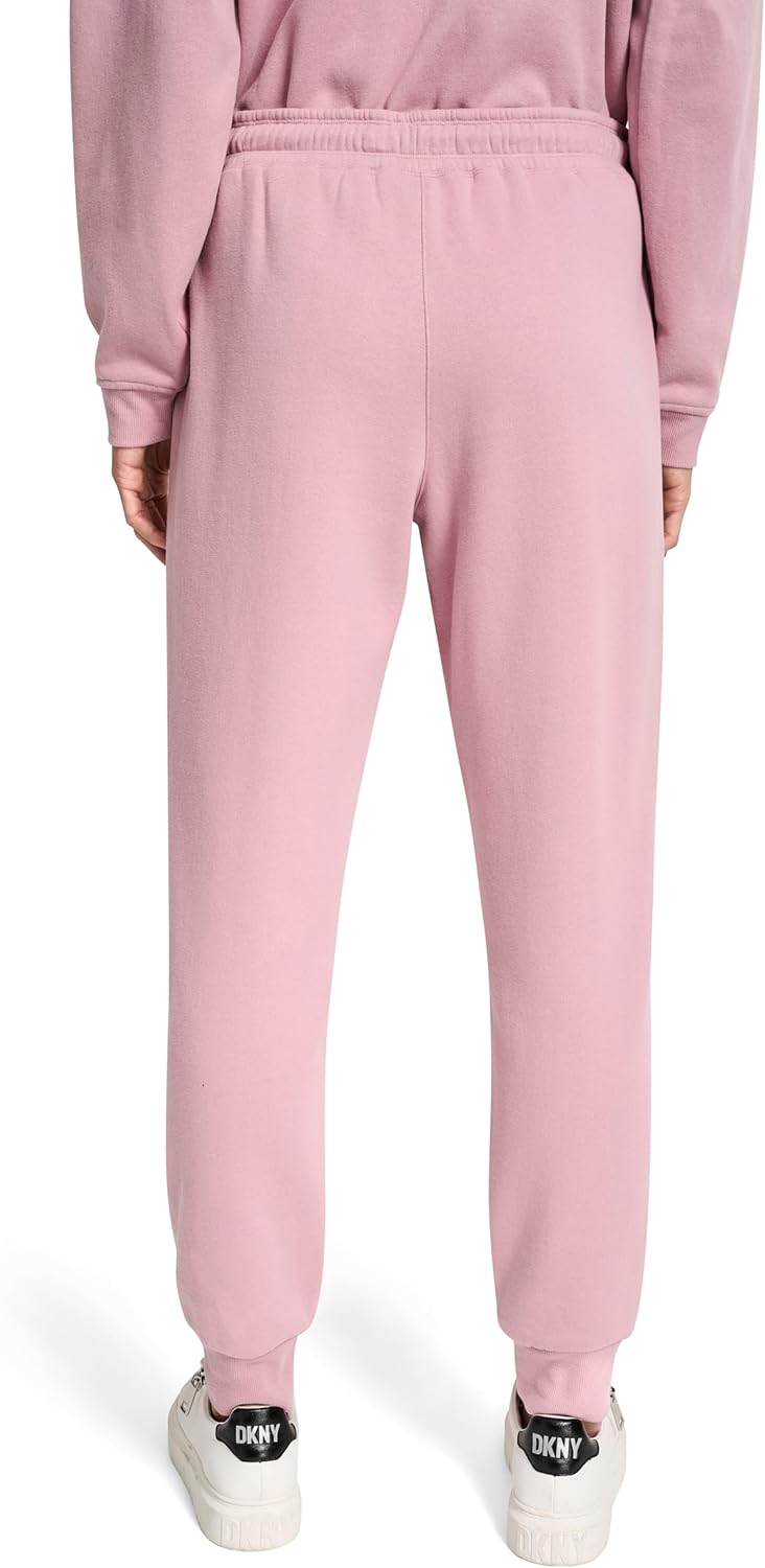 DKNY Womens Relaxed Cuff Stacked Mini Rhinestone Logo Fleece Jogger Sweatpant - Image 4