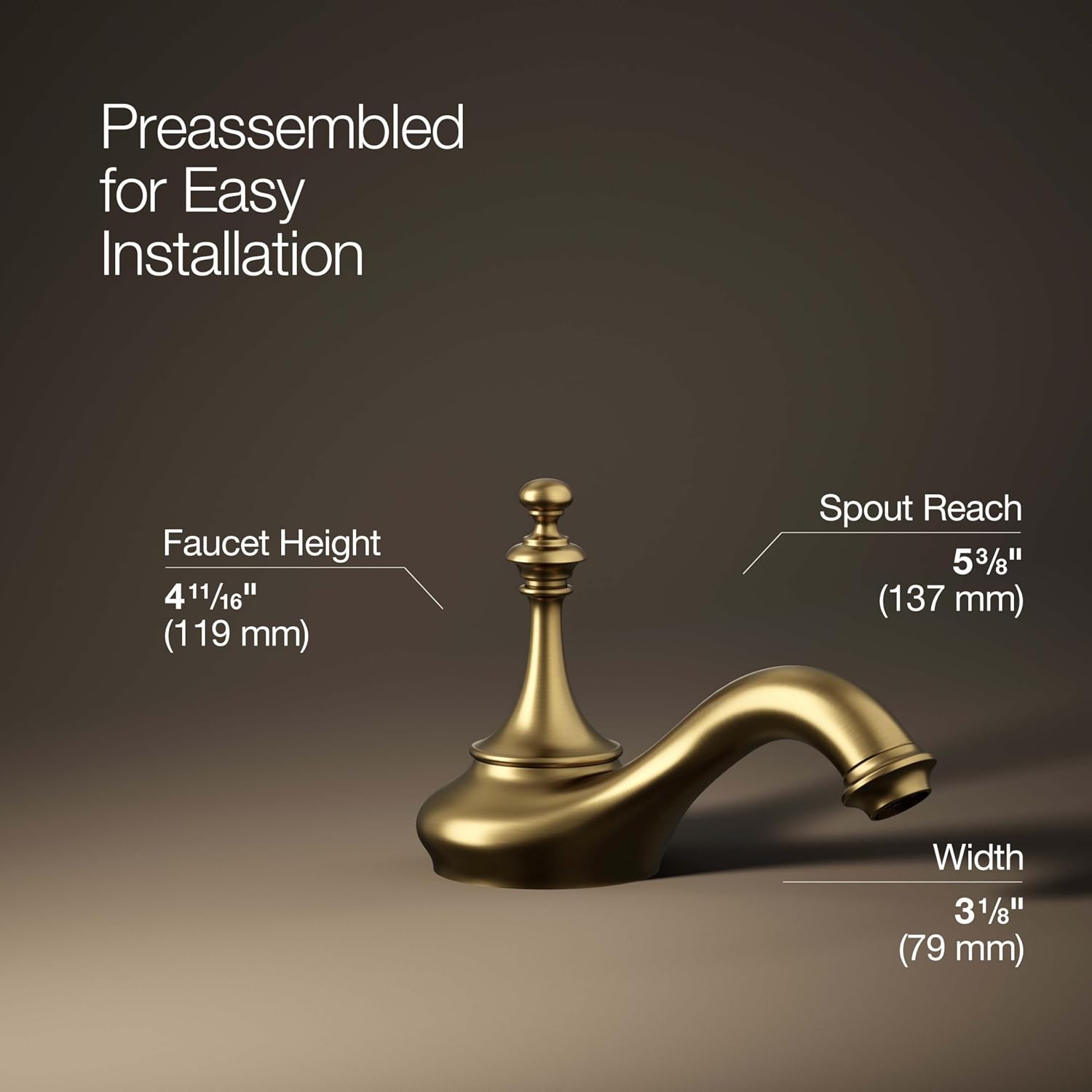 Kohler K-72758-2MB Artifacts Bathroom Sink Spout with Tea Design, Vibrant Moderne Brushed Brass