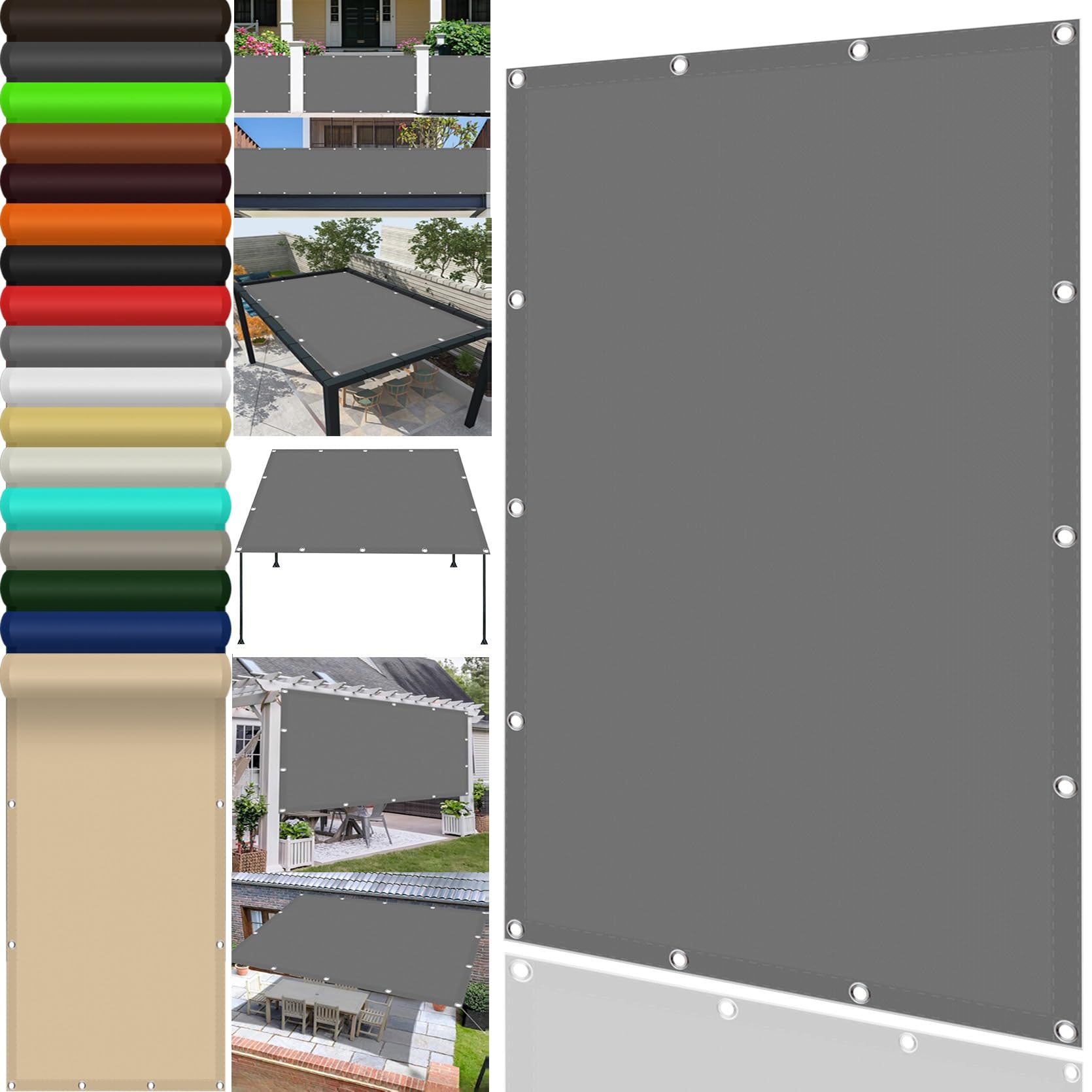 Voile d'ombrage protection UV 98% imperméable pour terrasse grise