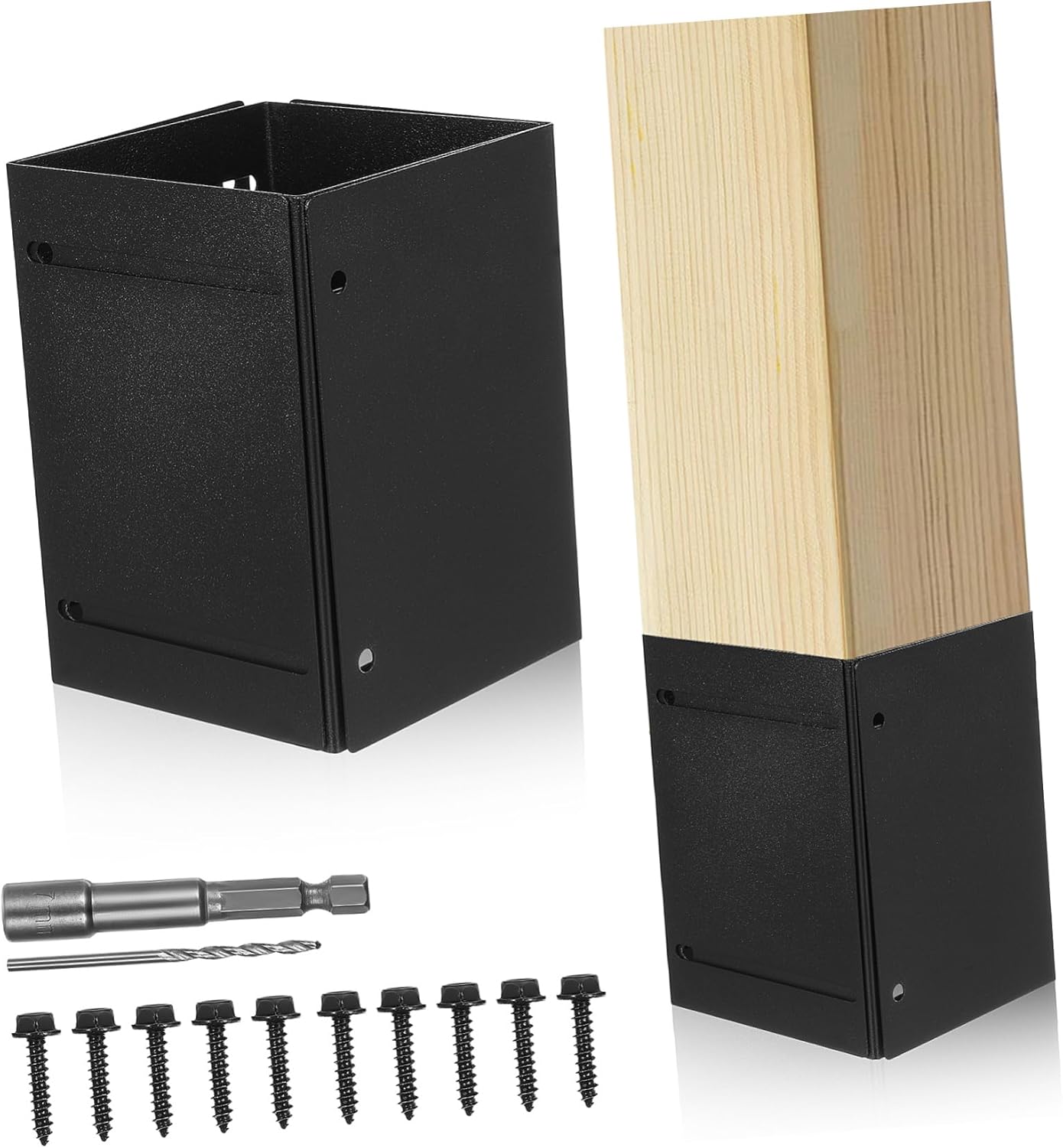 Adjustable Post Protector Kit Heavy-Duty Fence Post Repair for Mailboxes Decks and Gardens