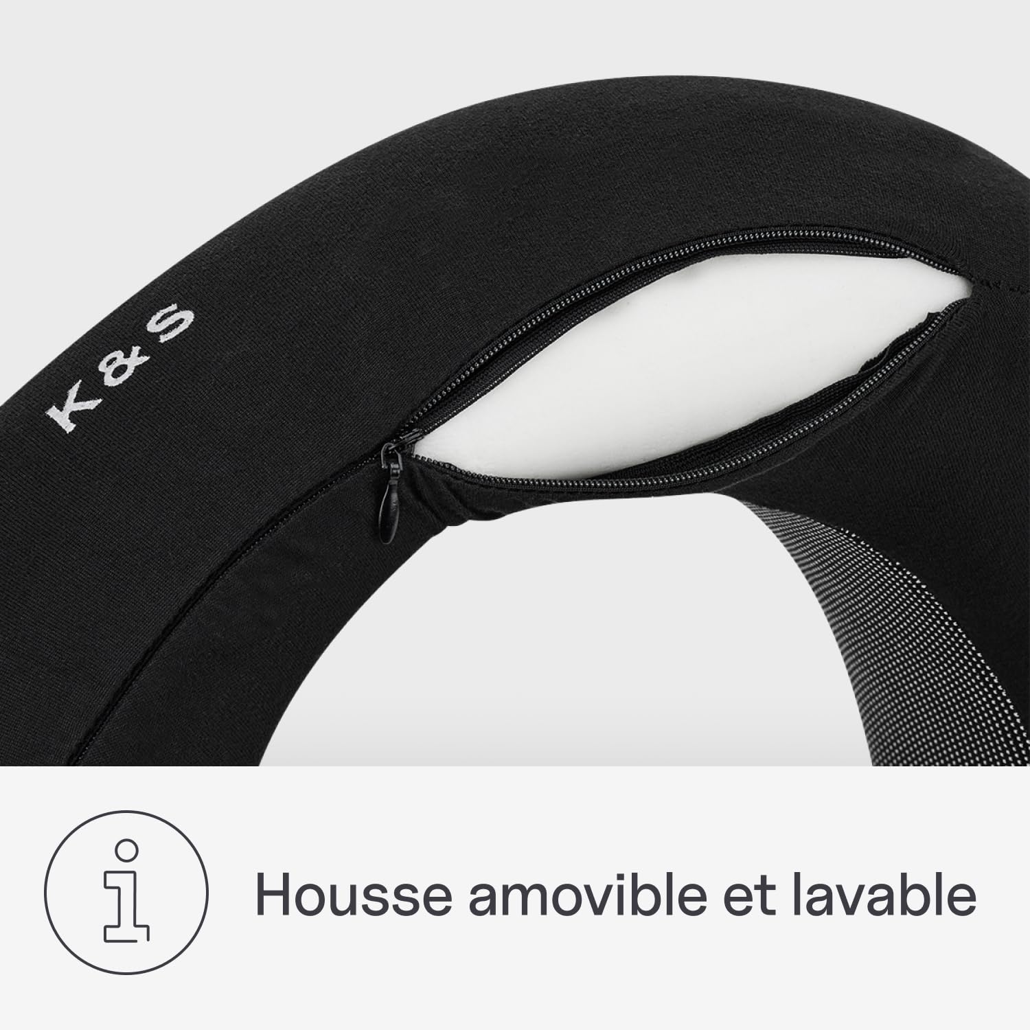 Kapten & Son Coussin de nuque motif avion All Black - Coussin de voyage noir - Avec mousse à mémoire de forme, fermeture et housse - Taille réglable - Coussin ergonomique