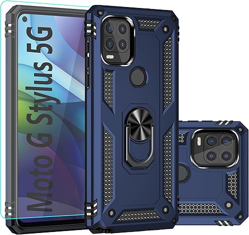 Funda protectora para Moto G Stylus 5G (2021), con protector de pantalla, grado militar de 16 pies, con función de atril magnético, para Motorola G