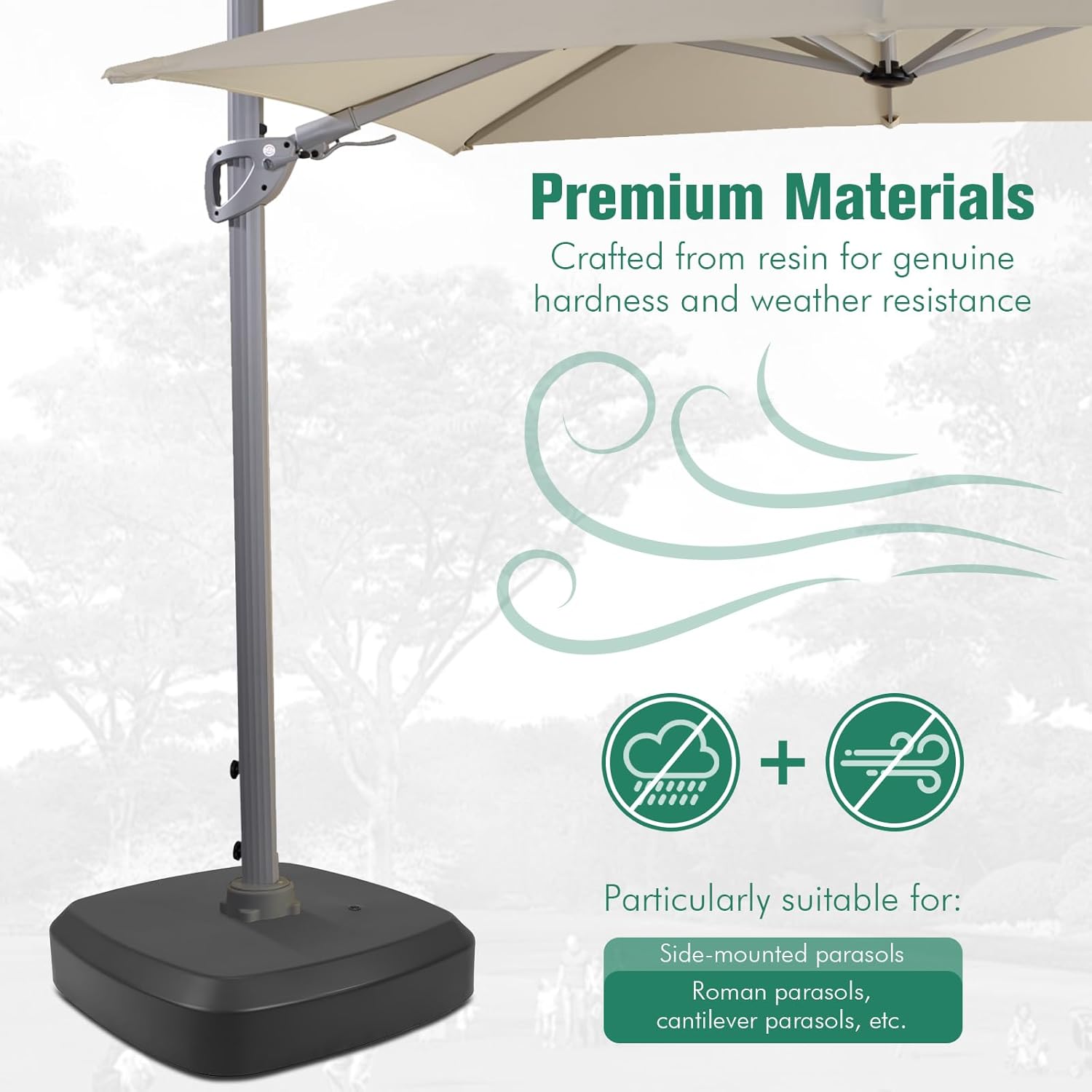 Heavy Duty Outdoor Umbrella Base with Wheels Patio Outdoor Garden Umbrella Base for Deck Poolside and Lawn