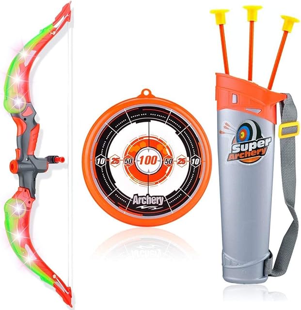 Bow and Arrow Set for Kids, Children Sport Shooting Archery Toys with Soft Sucker, Arrow and Target Set, Archery set for Boys and Girls (Orange)