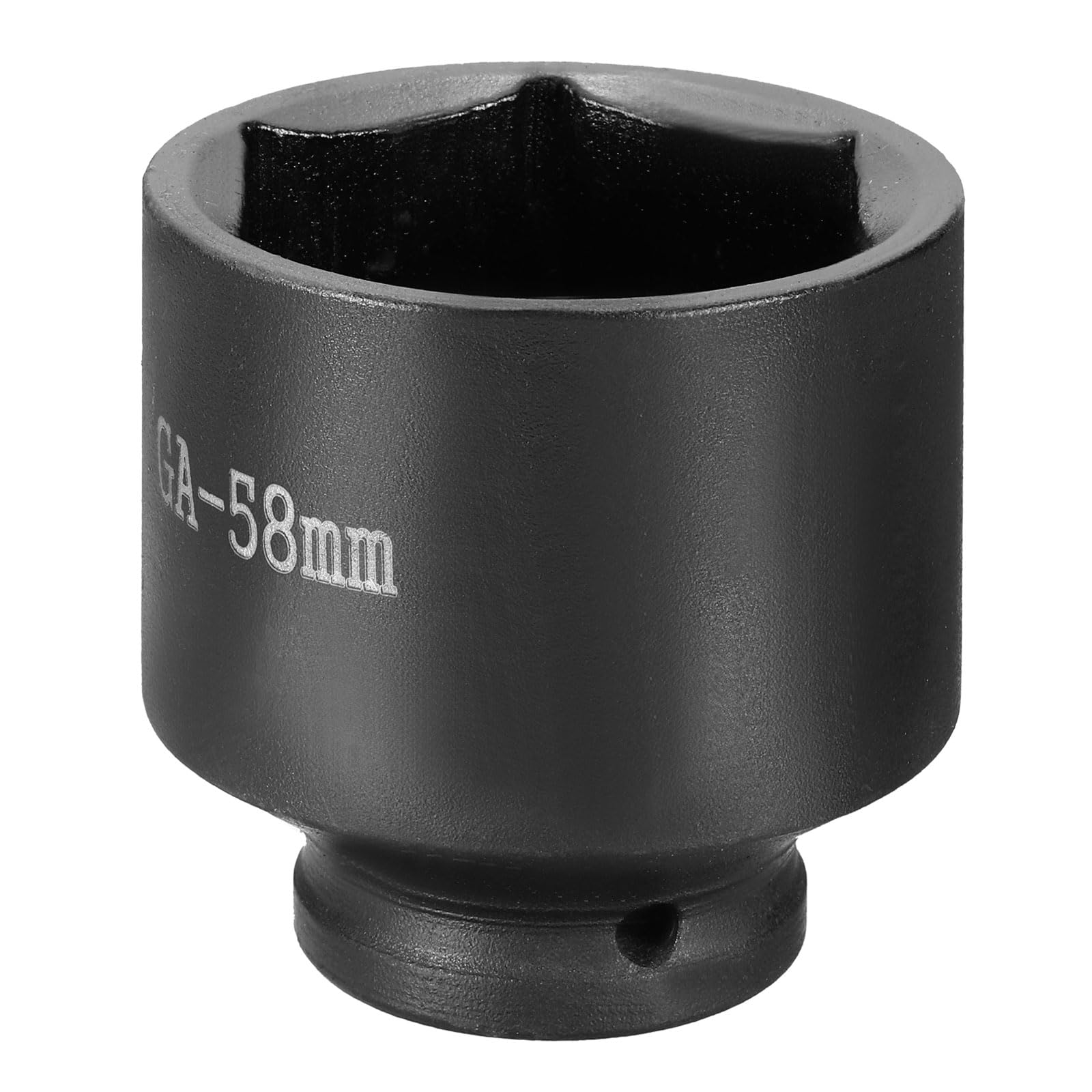 sourcing map 6 Point Impact Socket 1" Drive 58mm Metric Socket CR-V Steel Spindle Axle Hex Sockets for Machine Shaft Nuts Bolts Repair, Black